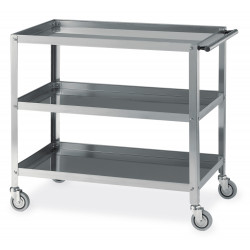 CARRELLO DI SERVIZIO INOX, 3 PIANI CM 90X50X4H