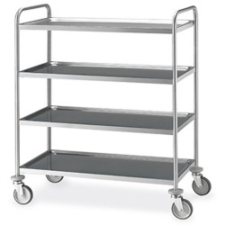 CARRELLO INOX, 4 PIANI STAMPATI CM 100X50