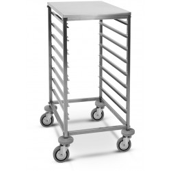 CARRELLO PORTATEGLIE 8XGN 1/1, GUIDE A "C", PIANO SUPERIORE INOX