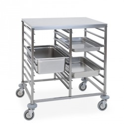 CARRELLO PORTATEGLIE 8+8XGN 1/1, GUIDE A "C", PIANO SUPERIORE INOX