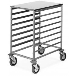 CARRELLO PORTATEGLIE 8X60X40, GUIDE A "L", PIANO SUPERIORE INOX