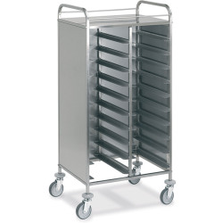 CARRELLO PORTAVASSOI PANNELLATO INOX, PORTATA 20 VASSOI GN